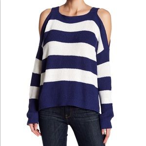 NWT Striped Cold Shoulder Sweater